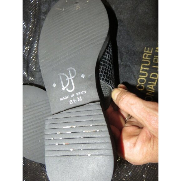 Donald J Pliner Shiny Black Italian Leather Snakeskin Embossed Couture Mules 6.5 - Picture 9 of 10